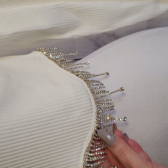 NWTS BLUE B. CRYSTAL DRIP RIBBED CROP TOP | MEDIUM - Picture 7 of 16